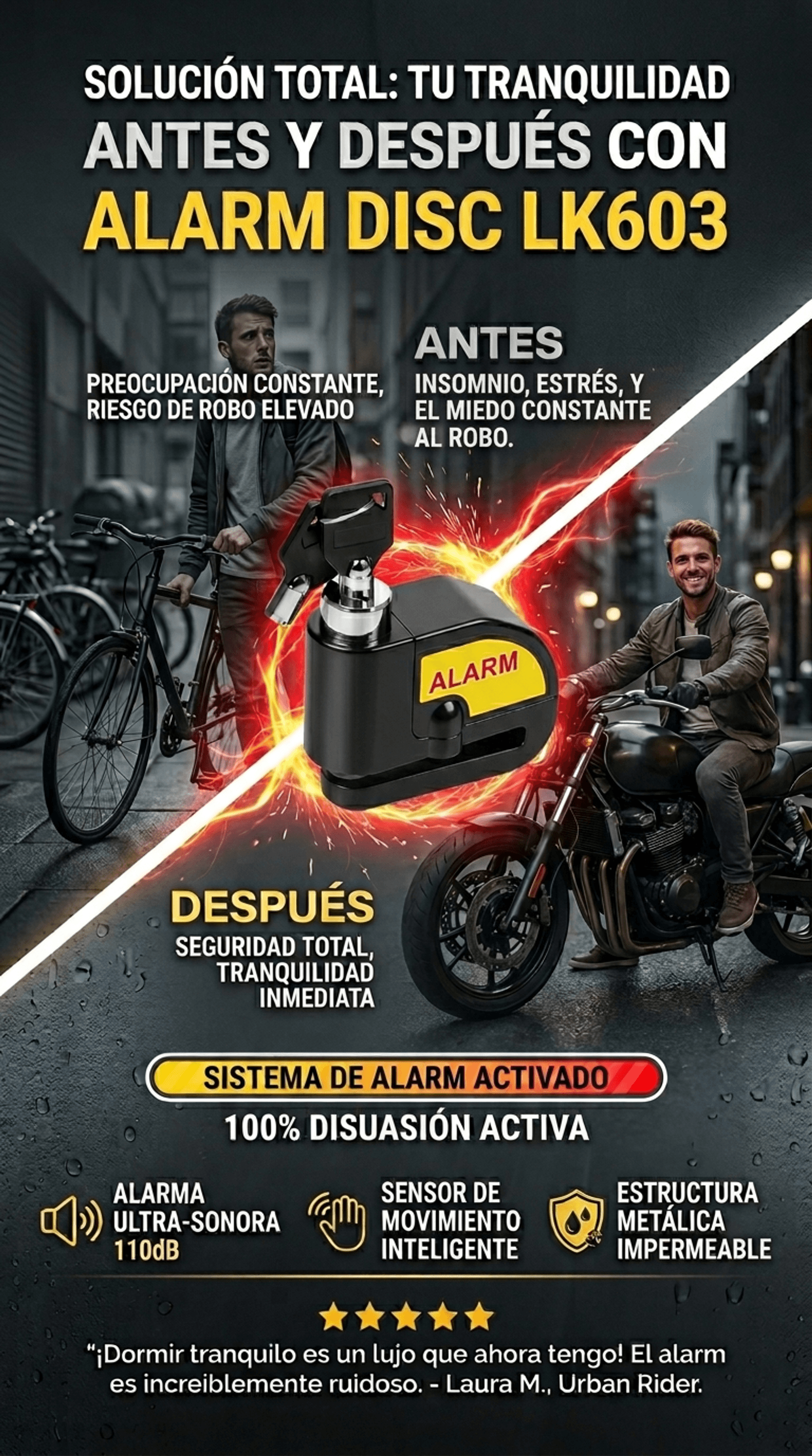 ALERTLOCK!!  Candado Alarma para Moto