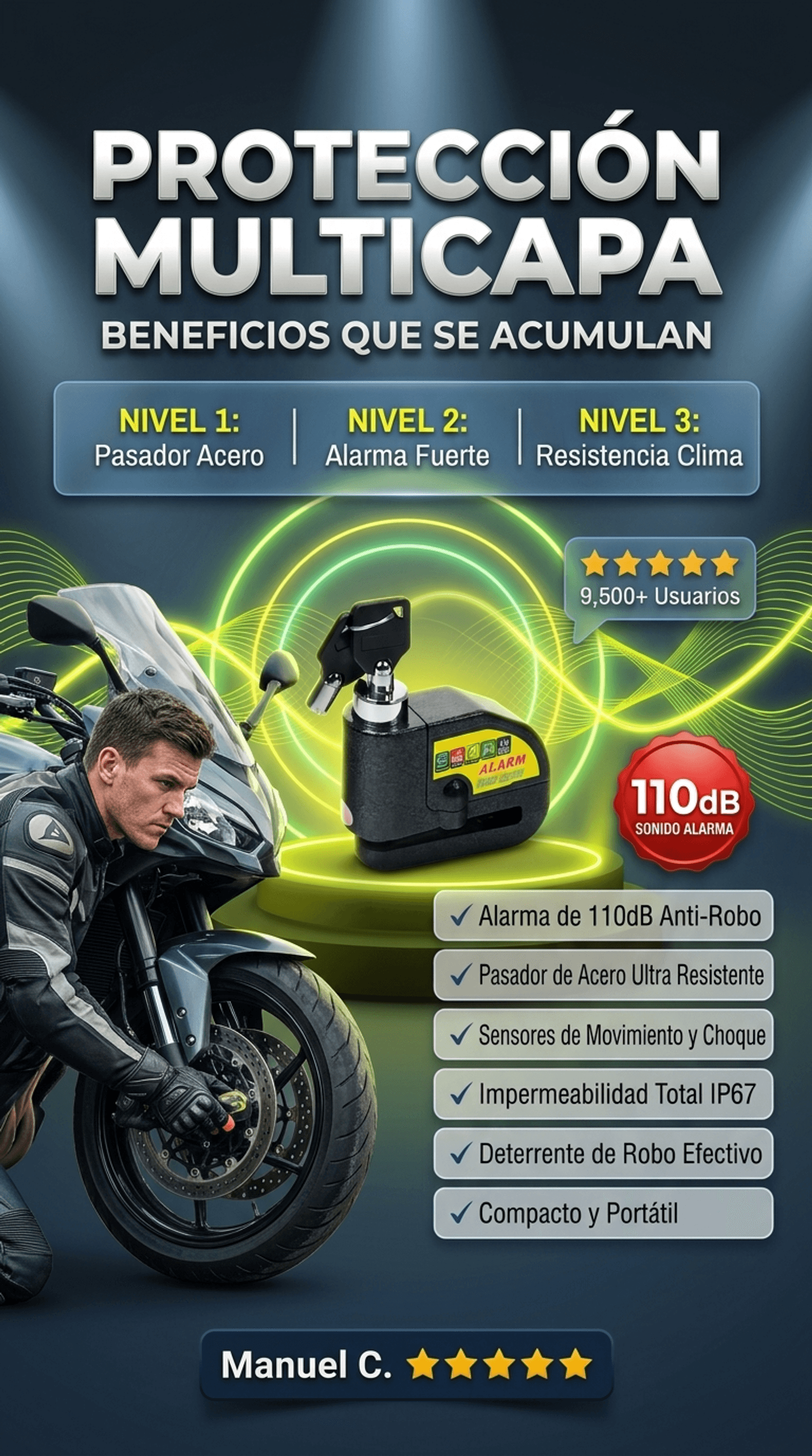 ALERTLOCK!!  Candado Alarma para Moto
