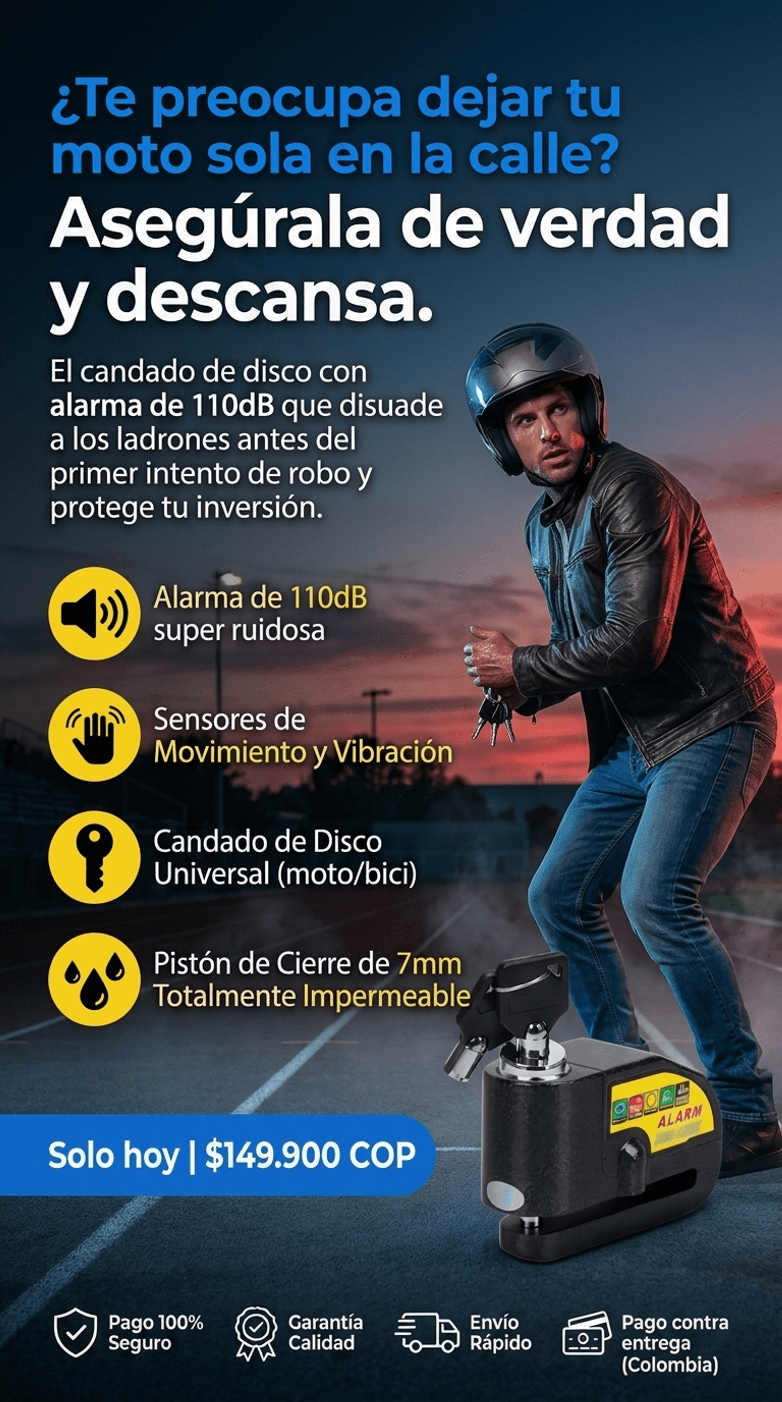 ALERTLOCK!!  Candado Alarma para Moto